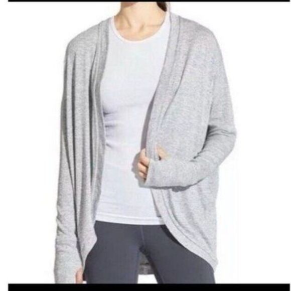 Athleta size XS extra small pose gray cardigan sweater open back detail - Picture 1 of 5